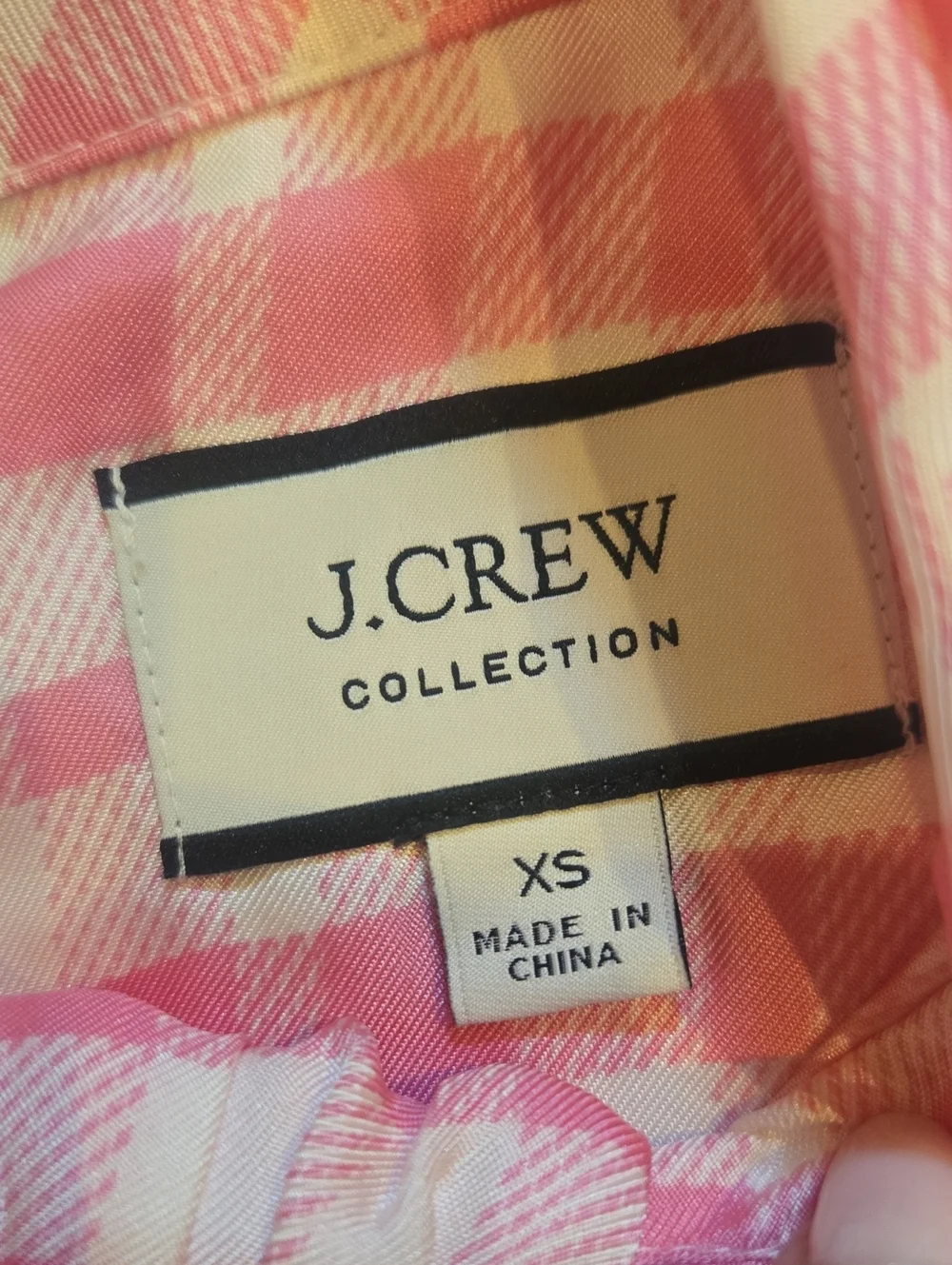 J. Crew Collection Pink/White Checked 100% Silk Sleeveless Blouse